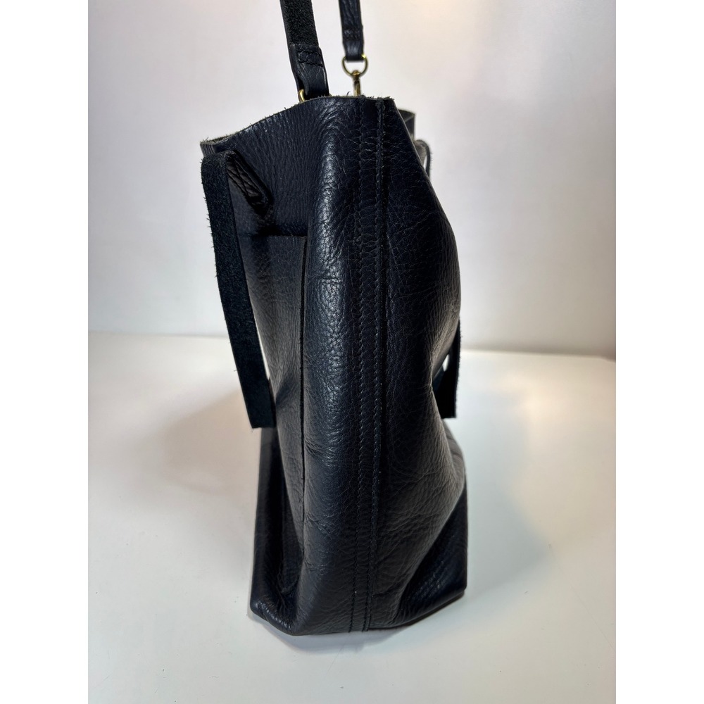 Madewell Medium Transport Tote Black Leather Crossbody Handbag - Picture 3 of 10